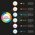 6 steps infographic design. Template for diagram, graph and chart. Timeline design with 6 levels, options, circles. Royalty Free Stock Photo